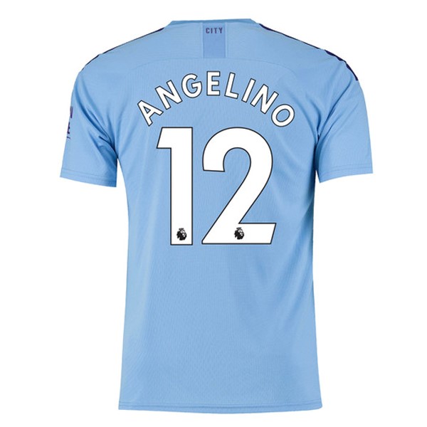 Camiseta Manchester City NO.12 Angelino Replica Primera Ropa 2019/20 Azul